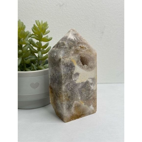 Agate with Pink Amethyst Druzy Tower - Picture 2 of 6